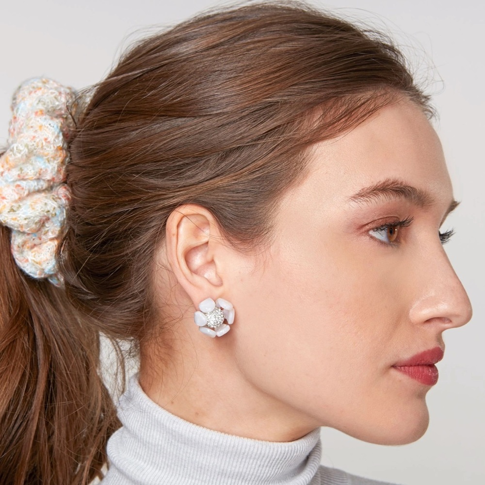 Buttercup Button earrings in Mother of Pearl